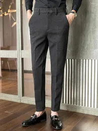 Abiti da uomo Pantaloni da completo di lana Pantaloni casual da lavoro Lana ispessita Slim Fit Piedi piccoli Dritto corto 5565