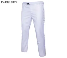 Beyaz İnce Fit Düz Elbise Pantolon Erkek 2019 Yeni Resmi İş Pantolonları Erkek Düz Ön Sıras Düğün Damat Takım Pantolon Erkek G105432814