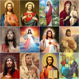Numero Gatyztory Dipinto a olio fai -da -te per numero Gesù Religione Ama Pace Dio Icona Dipinto di olio dipinto a mano Kill Time Home Decor