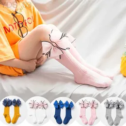 Çocuk Çorap Moda Çocuk Çoraplar Büyük Yaylar Toddler Kızlar Çorap Diz Yüksek Pamuklu Bebek Çocuklar İçin Uzun Çoraplar Şeker Renkli Bebek Çorap YQ240314
