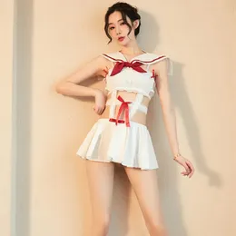 Erotic Lingerie Sexy White Student Uniform Sailor Suit Temptation Roleplaying Onepiece Teasing Short Skirt 240311