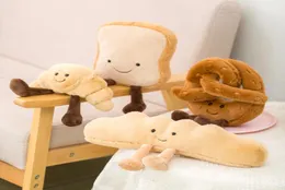 4pcslot Pretzel Baguette Crossant Toast Bread Food Plush Toy fyllda Toys7602316