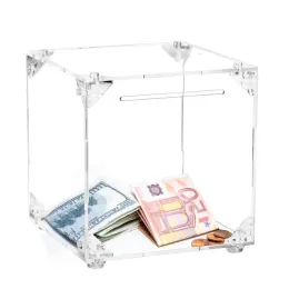 Scatole Clear Piggy Bank Acrilico Piggy Bank Money Box Banche per bambini Monete trasparenti monete trasparenti per salva