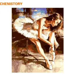 Numero CHENISTORY Ballerina senza cornice Dipinto fai da te con i numeri Pittura acrilica su tela Immagine moderna di arte della parete per la decorazione domestica 40x50