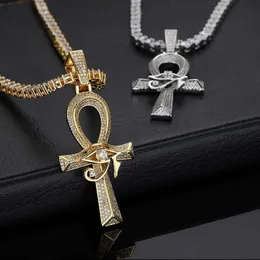 Hip Hop Horus Eye Anhe Cross Cross Cross Micro Set Cyrron Personalizowany naszyjnik