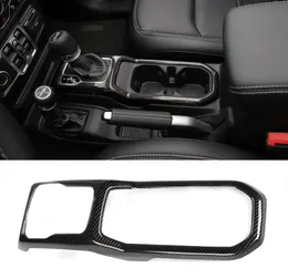 Fibra de carbono abs quadro de mudança de engrenagem painel decoração capa apto para jeep wrangler jl 2018 auto interior accessories9672778