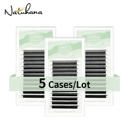 NATUHANA 5CASES/LOT W SHAPE SYLASH EXTREANS 3D PREMADEボリュームファンラッシュWスタイルラッシュフェイクミンクボリュームラッシュナチュラルメイク240301