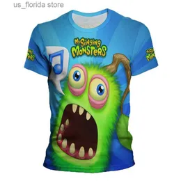 Homens camisetas DIY Jogo Meu Monstro Cantando Gráfico Camiseta Homens Casual Curto Slve Mulheres Oversized T Engraçado Crianças Camisetas Kawaii T-shirt Y240321