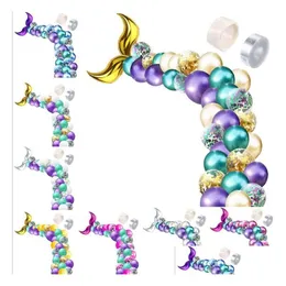 Украшение для вечеринки Набор воздушных шаров с хвостом русалки под морскую тематику Украшение для вечеринки по случаю дня рождения Гарланд-арка Комплект Фон для фотосъемки Drop Delive Dh8Fw