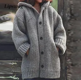 Lipswag 5xl Vintage Loose Pocket Cardigans Sweaters Women Autumn Winter Long Sleeve Button Sweater Casual Plus Size Coat Female V19343188