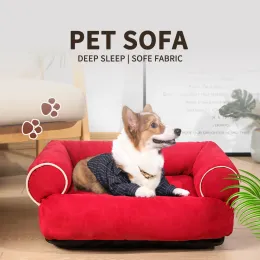 Mats Hanpanda Hem Solid Color Soffa Pet Dog Bed Softcomptable Skin Friendly Suede Plush Catsdogs Deep Sleep Large Warm Soffa Bed