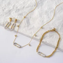 Halsbandörhängen Set Luizada 2024 Feb Säljer tillbehör bröllop smycken för kvinnor glänsande stift rostfritt stål