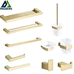 Set di accessori per il bagno in oro spazzolato Set di porta carta igienica in acciaio inossidabile 304 Porta scopino per WC Ripiano porta asciugamani 240312