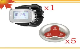 Wireless Waiter Calling Bell System With Strong Signal 1 Watch Pager And 5 3Keys Call Button7194182