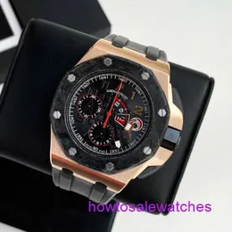 AP-Armbanduhr Fancy Watch 26062, geschmiedetes Karbon, Gehäuse aus 18 Karat Roségold, 44 mm Durchmesser, automatische mechanische Herrenuhr
