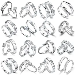 Großhandel Unisex Elegante Damen Mädchen 925S Silber vergoldet CZ Cluster Ringe Paar Liebhaber Charm Braut Hochzeit Party Ringe Band Verlobungsringe Schmuckzubehör