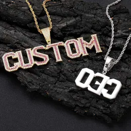 Collana con ciondolo da uomo con zirconi colorati con lettere inglesi, combinazione di giunture alla moda, gioielli hip-hop