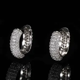 Hip Hop Bubble Zircon Round Earrings, High Grade Sier Needle for Men's Earrings