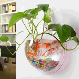 Tanks Wandmontiertes Aquarium Betta Hängetopf Dekorative Acrylvase Goldfischglas Vasen für Blumen Klar
