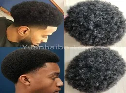 Menshårstycken Afro Hair Full Lace Toupee 1B Gray Malaysian Virgin Human Hair Herr Toupee Hair Ersättare för svarta män 5248816