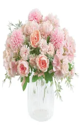 Konstgjorda blommor Fake Peony Silk Hydrangea Bouquet Decor Plastic Carnations Realistic Flower Arrangements Wedding Decoration7365236
