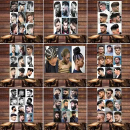 Classic Hairstyles Designed Poster for Men - Barber Shop Wall Art Decor Banner Wall Hanging Flag - Haircut and Shave Service Signboard Tapestry Wall Paintings