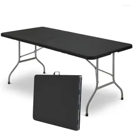 Camp Furniture Vebreda 6 Ft Plastic Folding Table Portable Fold-in-Half For Indoor Outdoor Black Camping Foldable