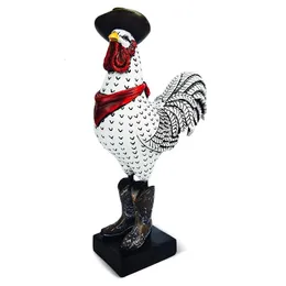 Harts Rooster Ornament Cowboy Sculpture Staty Desktop Decoration Living Room Office Study Bedroom 240301