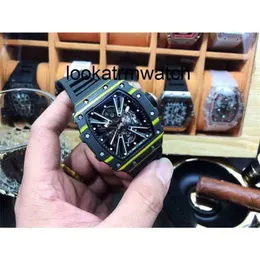 Men Watch RM Luxury Rm Mens Mechanical Mechanics Watch Rm Wristwatch Rm Carbon Fiber Trendy Mens Leisure Personalized Automatic Hollowed Out Fashion Milles