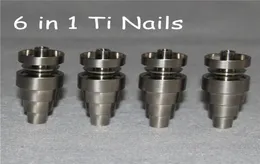 Universal Domeless Titanium Nail 6 In 1 10mm 14mm 18mm Manlig kvinnlig dubbel funktion Gr2 Ti Nails Ash Dab Rigs9050752