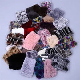 Kadınlar gerçek el yapımı streç atma örgü orijinal rex tavşan kafa bantları kızlar doğal kürk halka cowl snood snood snood snood snood y200103306p