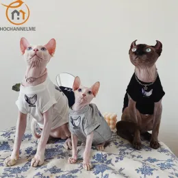 Clothing Hairless Cat Clothes Pet Sphinx Tshirt German Hairless Artistic Couple Parentchild Clothing Cotton Pet Clothes For Small Dogs