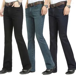 Męskie dżinsowe dżinsowe spodnie Slim Black But Cut Cuting Casual Business Flares Big Size 38