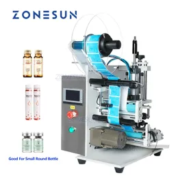 ZONESUN Vial Labeling Machine Sticker Pasting Machine Auto Discharging Small Bottle Labeler for Cylindrical Bottle Pen Reagents Tube Syringes ZS-TB100S2