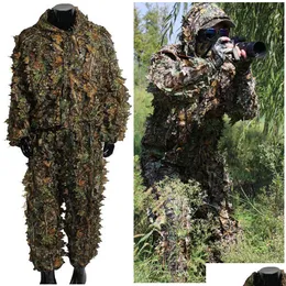 Jaktjackor män kvinnor barn ghillie kostym jägare kamouflage klädrock gilly djungel airsoft lämna kläder droppleverans dhdqp