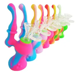 Rökning Bong Dab Rig Bubbler Silicone Water Pipes Heady Mini Pipe Wax Oil Rigs Small Hookah Gourd Pipes1369087