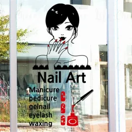 Stickers Nail Artist Store Window Sticker Beauty Nails Design Wall Murals Manicure Pedicure Vinyl Decals Nails Salon Decor Art AC363