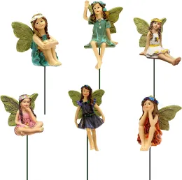 Fairy Garden Accessories Outdoor Indoor, 6pcs Miniature Fairies Figurines for Pot Plants and Mini Garden Lawn Decorations LL