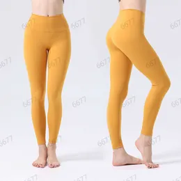 Nuovi pantaloni da yoga firmati Leggings per sport all'aria aperta Pantaloni sportivi per elasticità fitness Nessuna linea imbarazzante Abiti da yoga a vita alta stretti e nudi