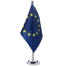 Tillbehör 14x21cm Office Desk Small Europeiska unionen Banner Mötesrum Bordrumsbord Stående pol EU -flaggan