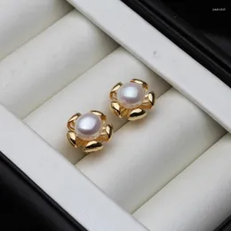 Orecchini a bottone Orecchini di perle d'acqua dolce coltivate autentiche in argento 925 Matrimonio Simpatico compleanno di una ragazza bianca