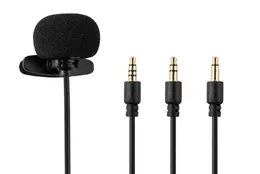 Svart 15m mini bärbara Lavalier -mikrofonkondensor Clipon Lapel Mic Wired Microphones för telefon bärbar dator PC1811981