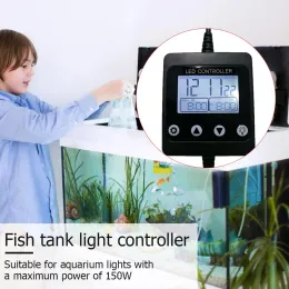 Aquariums Aquarium LED Light Controller Dimmer Modulator med LCD -skärm för Fish Tank Intelligent Timing Dimning System SunRisesUnset