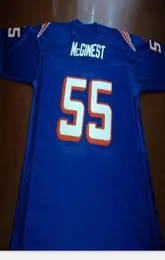 Niestandardowy rzadki niebieski biały 55 Willie McGinest Game Warn Retro College Jersey 1990 z rozmiarem zespołu S5XL lub niestandardowym dowolnym nazwiskiem lub numerem J1949744