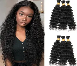 100 Human Braiding Hair Bulk Machine Made Remy Deep Wave No Weft Bundles Natural Hairs Extensions8268139