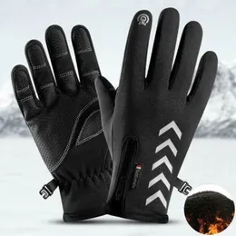 Fem fingrar handskar utomhussport som kör vinterman varm och vindtät vattentät icke-halkpekskärmskidor ridning1350p