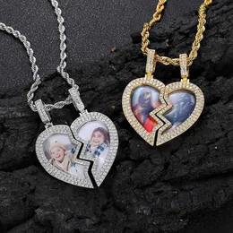 Hip Hop Magnet Love for Men's Necklace Trendy Brand Personalized Micro Set Zircon Photo Frame Pendant