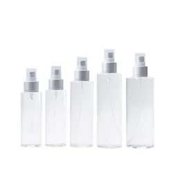 Bottiglie a spruzzo Atomizer in plastica in plastica Falt Spalla opaca pompa argento pacchetti cosmetici Toner Bottiglie riempibili 100ml 120ml 150 ml 2000 ml