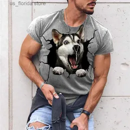 Homens camisetas 2023 Novo Mens T-shirt Pet Imprimir Camisa Engraçada Roupas Verão Moda Curto Slve Ts Unissex Oversized Respirável Strtwear Y240314