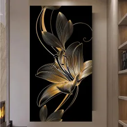 Stitch Large Gold and Black Lily 5D full drill DIY Diamond Embroidery Mosaic Kit Flowers Picture Crystal Diamond Painting S213